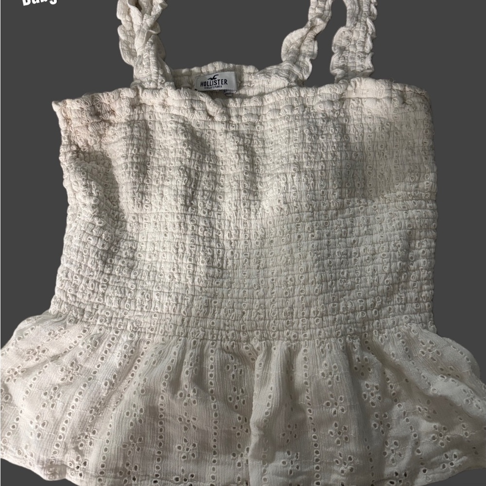 Hollister White Eyelet Baby Doll Top -
Size medium